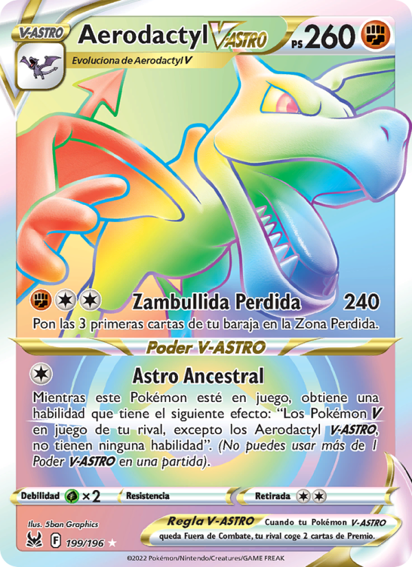 Aerodactyl V-ASTRO 199 — Lost Origin (Spanish Pokémon TCG card)