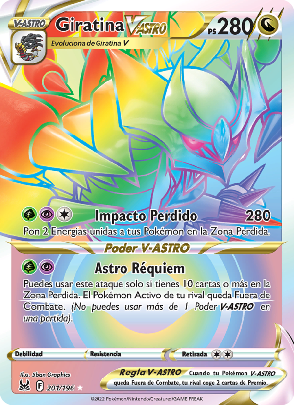 Giratina V-ASTRO 201 — Lost Origin (Spanish Pokémon TCG card)