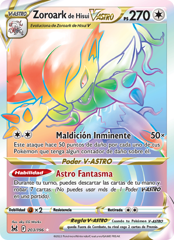 Zoroark de Hisui V-ASTRO 203 — Lost Origin (Spanish Pokémon TCG card)