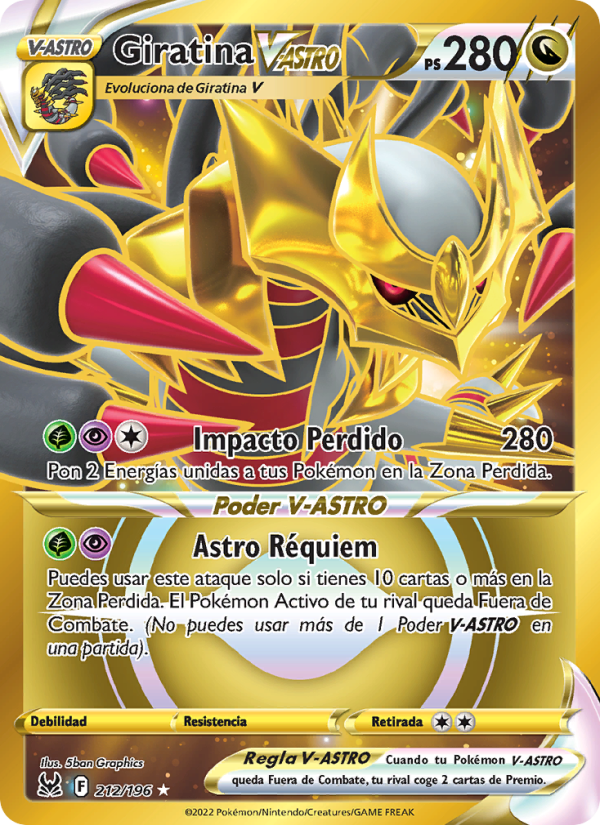 Giratina V-ASTRO 212 — Lost Origin (Spanish Pokémon TCG card)