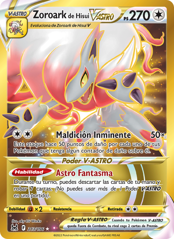 Zoroark de Hisui V-ASTRO 213 — Lost Origin (Spanish Pokémon TCG card)