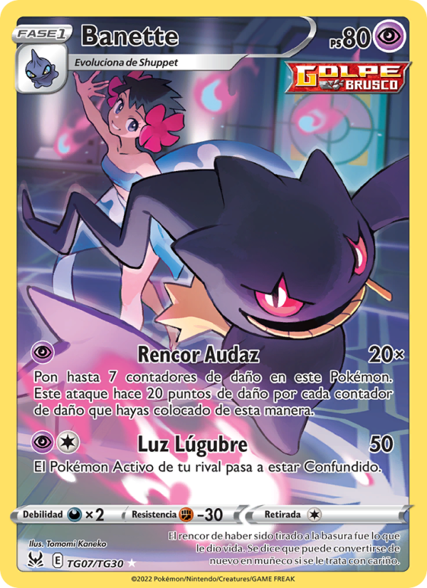 Banette TG07 — Lost Origin (Spanish Pokémon TCG card)