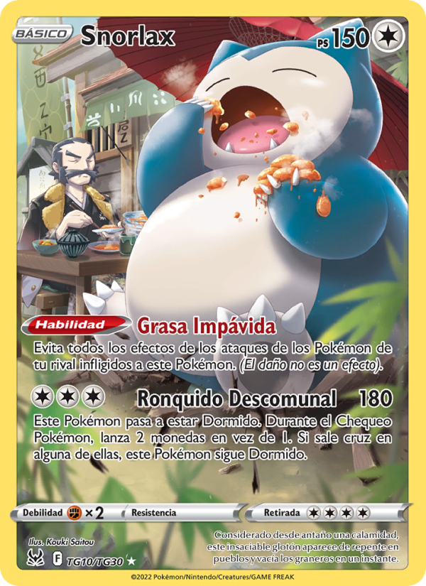 Snorlax TG10 — Lost Origin (Spanish Pokémon TCG card)