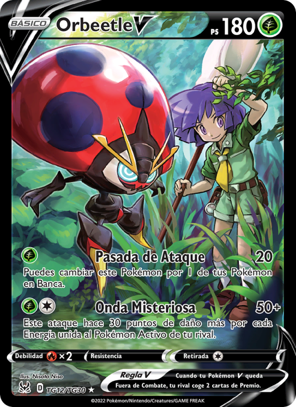 Orbeetle V TG12 — Lost Origin (Spanish Pokémon TCG card)