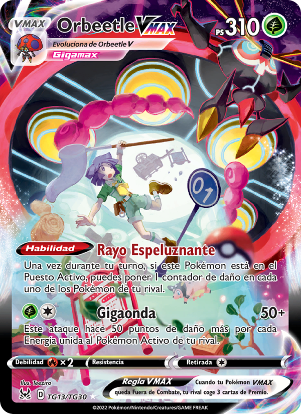 Orbeetle VMAX TG13 — Lost Origin (Spanish Pokémon TCG card)