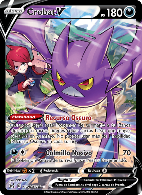 Crobat V TG20 — Lost Origin (Spanish Pokémon TCG card)