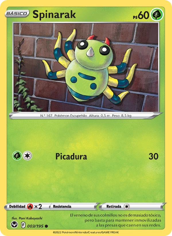 Spinarak 003 — Silver Tempest (Spanish Pokémon TCG card)