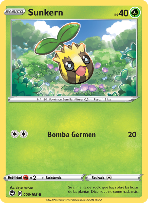 Sunkern 005 — Silver Tempest (Spanish Pokémon TCG card)