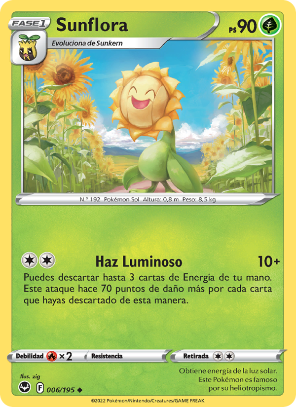 Sunflora 006 — Silver Tempest (Spanish Pokémon TCG card)