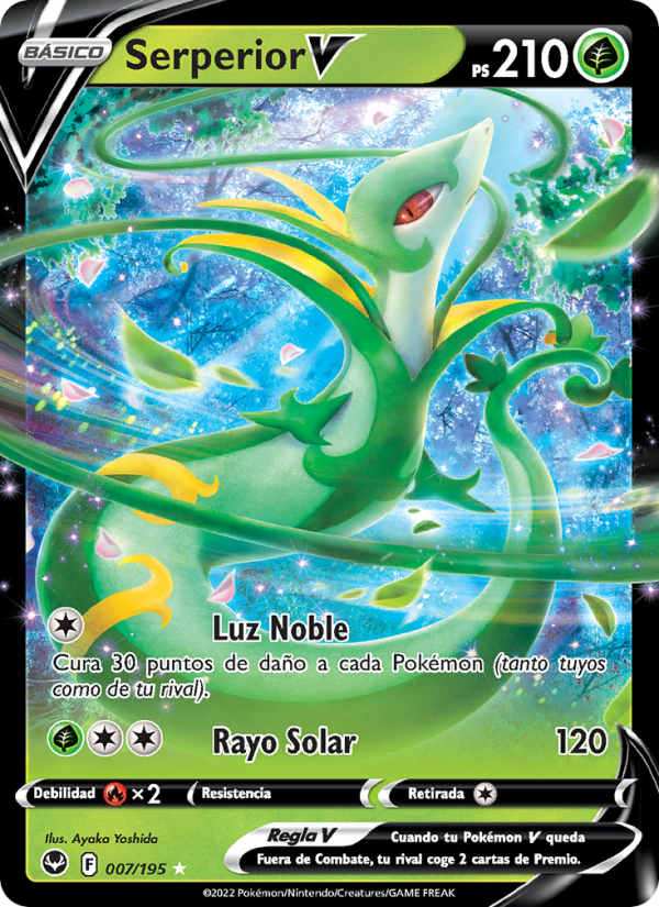 Serperior V 007 — Silver Tempest (Spanish Pokémon TCG card)