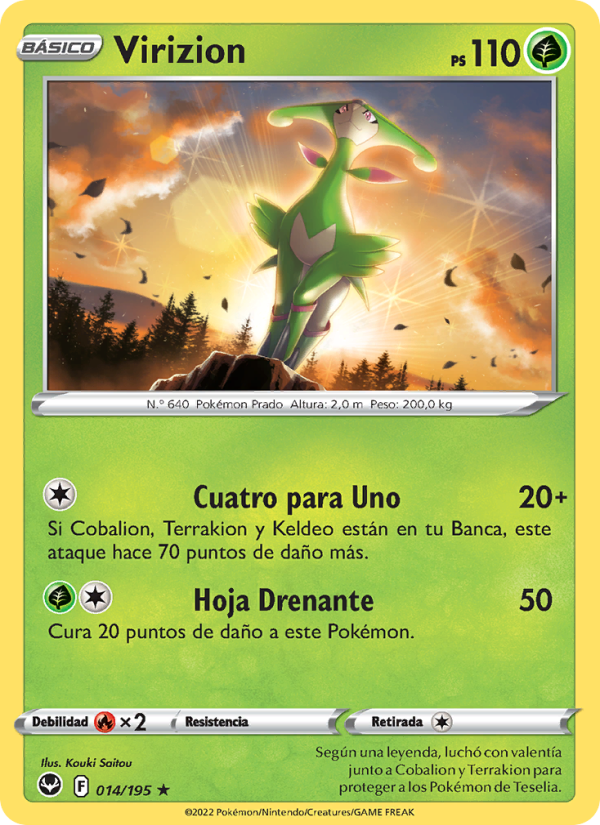 Virizion 014 — Silver Tempest (Spanish Pokémon TCG card)