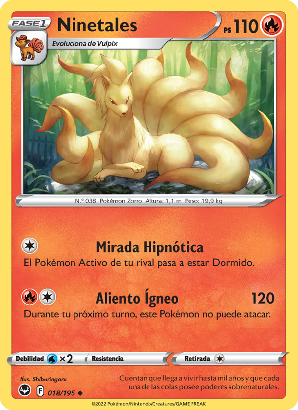 Ninetales 018 — Silver Tempest (Spanish Pokémon TCG card)