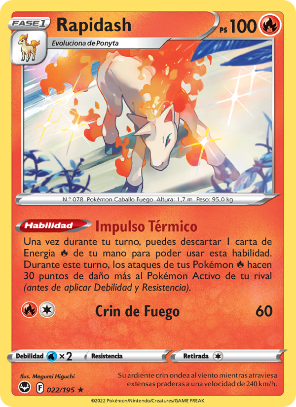 Rapidash 022 — Silver Tempest (Spanish Pokémon TCG card)
