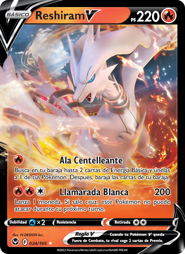 Reshiram V 024 — Silver Tempest (Spanish Pokémon TCG card)