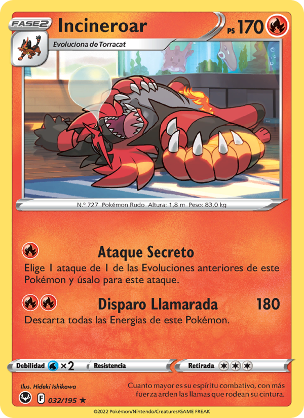 Incineroar 032 — Silver Tempest (Spanish Pokémon TCG card)