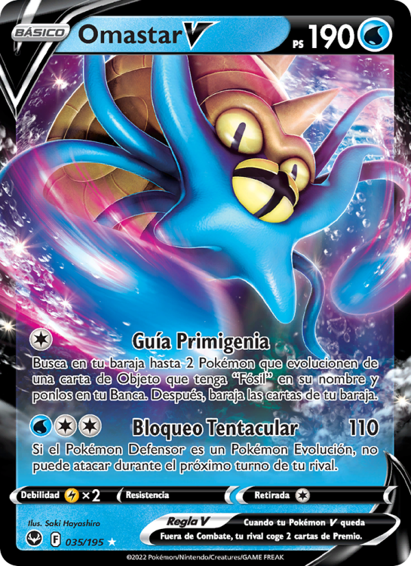 Omastar V 035 — Silver Tempest (Spanish Pokémon TCG card)