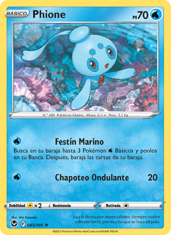 Phione 045 — Silver Tempest (Spanish Pokémon TCG card)