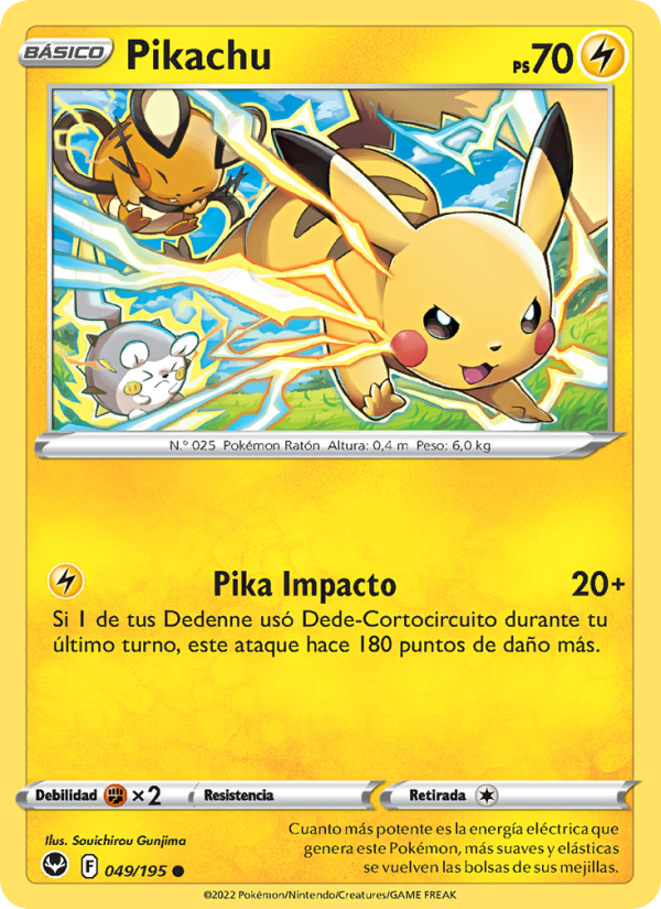 Pikachu 049 — Silver Tempest (Spanish Pokémon TCG card)