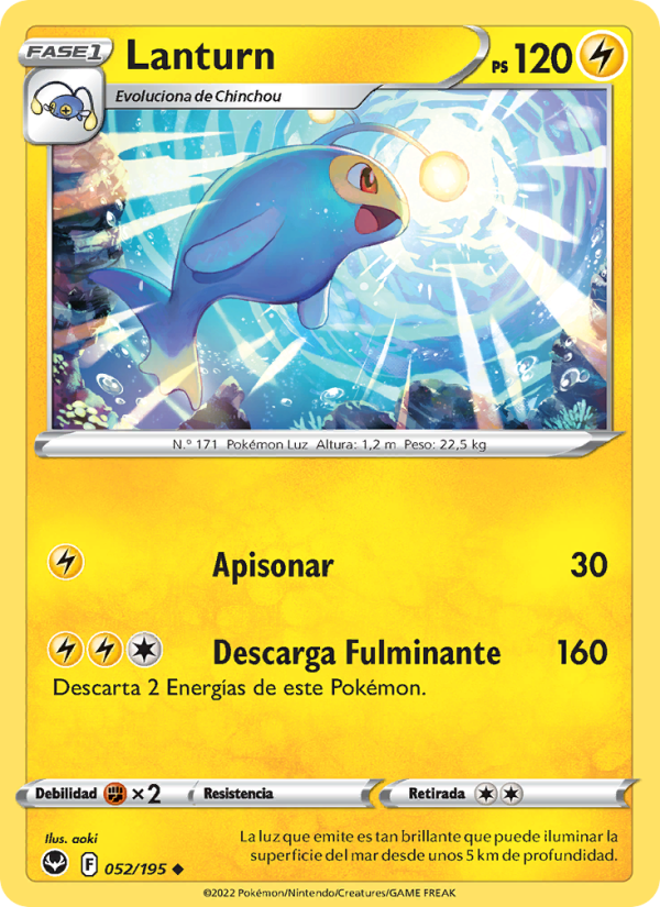 Lanturn 052 — Silver Tempest (Spanish Pokémon TCG card)