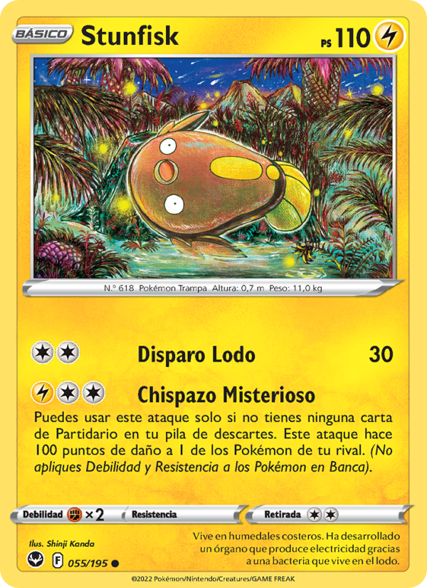 Stunfisk 055 — Silver Tempest (Spanish Pokémon TCG card)