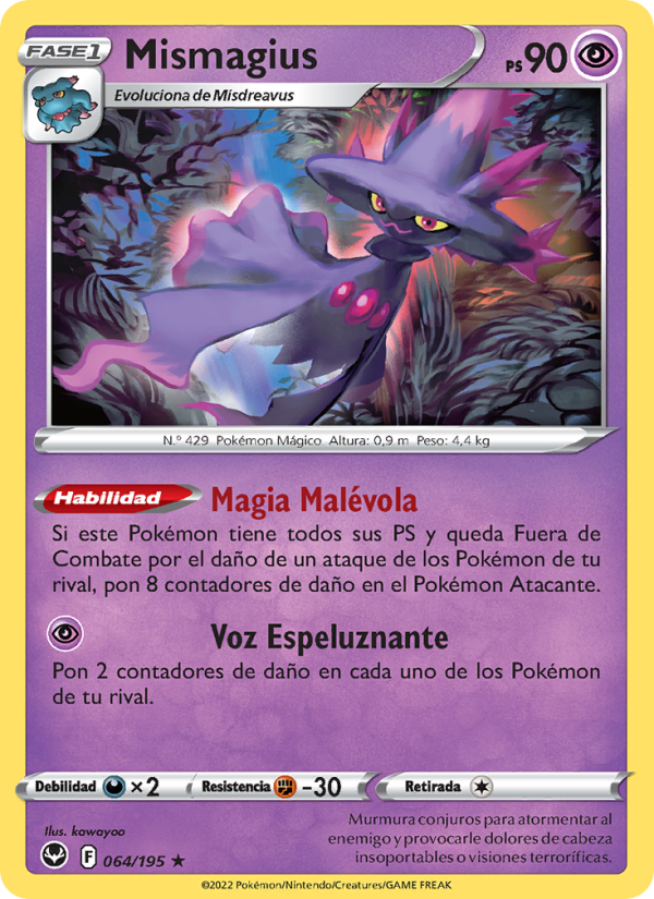Mismagius 064 — Silver Tempest (Spanish Pokémon TCG card)