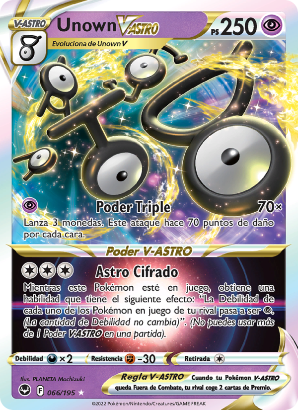 Unown V-ASTRO 066 — Silver Tempest (Spanish Pokémon TCG card)