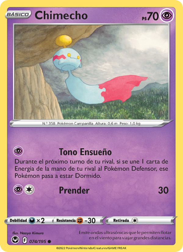 Chimecho 074 — Silver Tempest (Spanish Pokémon TCG card)