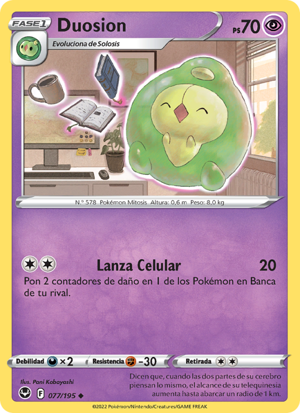 Duosion 077 — Silver Tempest (Spanish Pokémon TCG card)