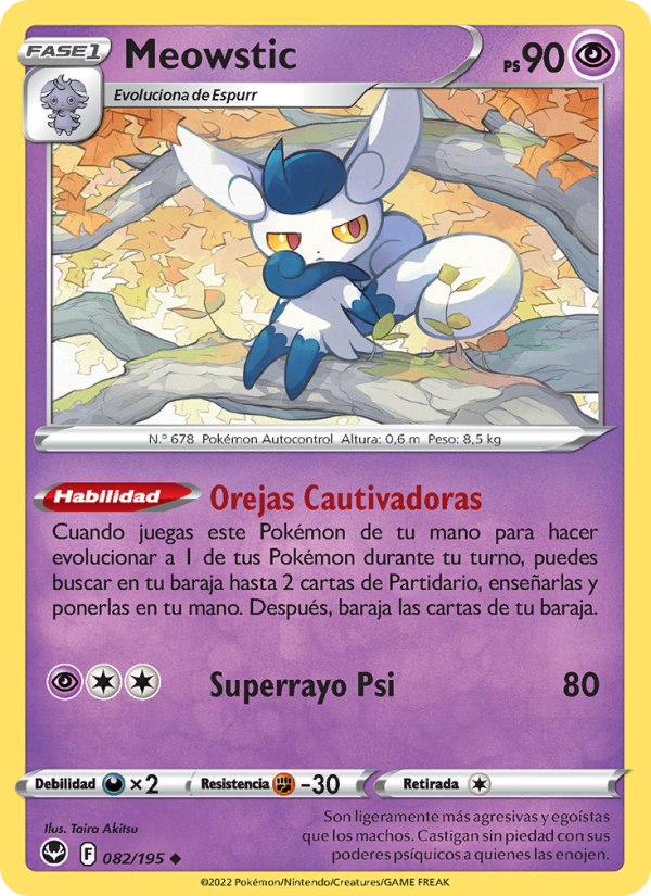 Meowstic 082 — Silver Tempest (Spanish Pokémon TCG card)