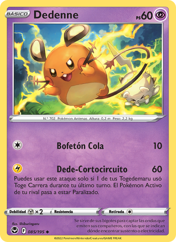 Dedenne 085 — Silver Tempest (Spanish Pokémon TCG card)