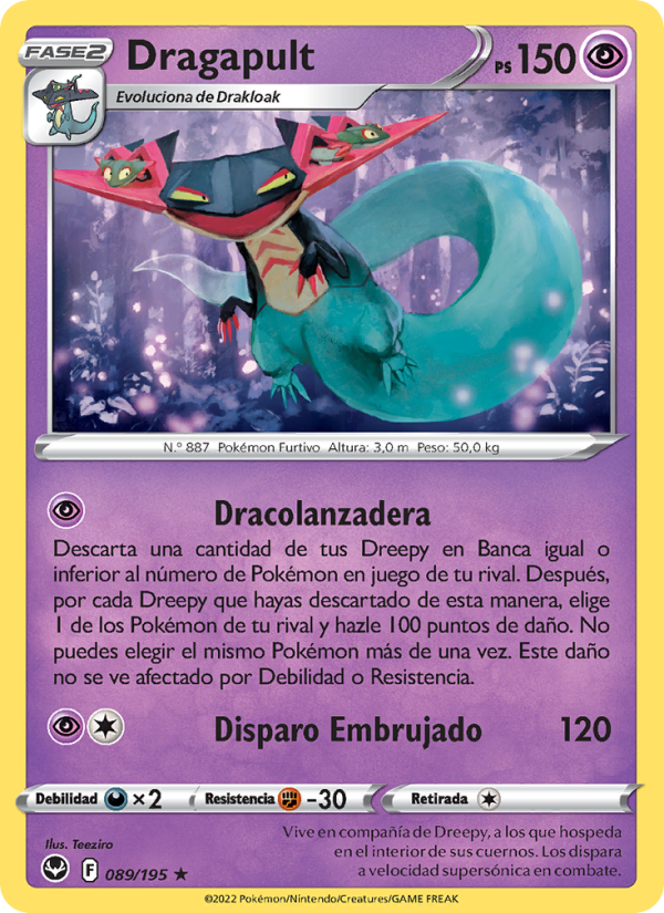 Dragapult 089 — Silver Tempest (Spanish Pokémon TCG card)