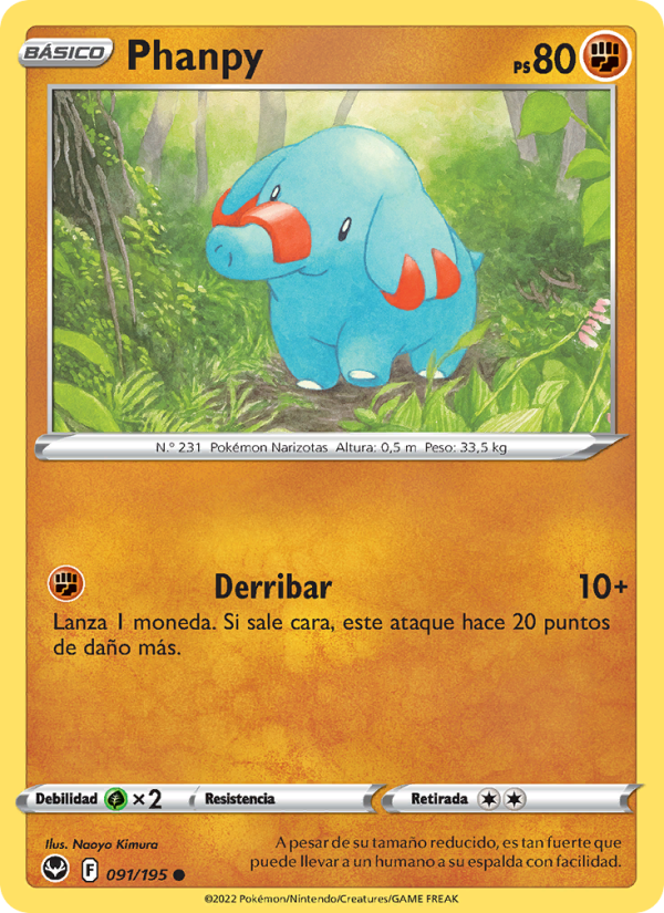 Phanpy 091 — Silver Tempest (Spanish Pokémon TCG card)