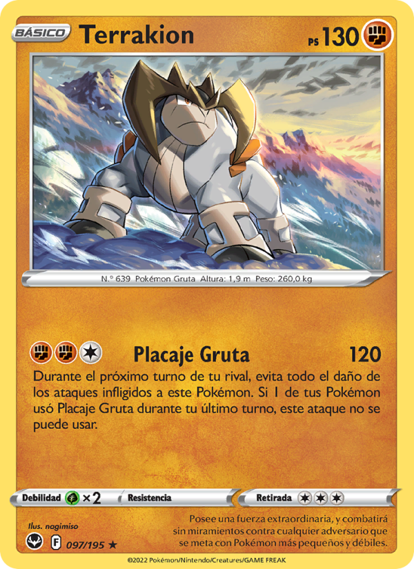 Terrakion 097 — Silver Tempest (Spanish Pokémon TCG card)