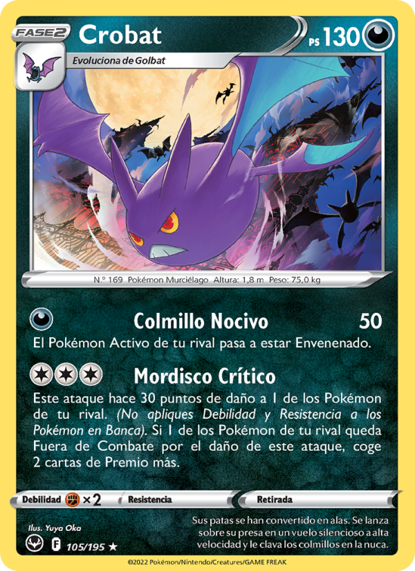 Crobat 105 — Silver Tempest (Spanish Pokémon TCG card)