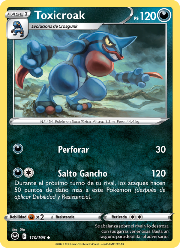 Toxicroak 110 — Silver Tempest (Spanish Pokémon TCG card)