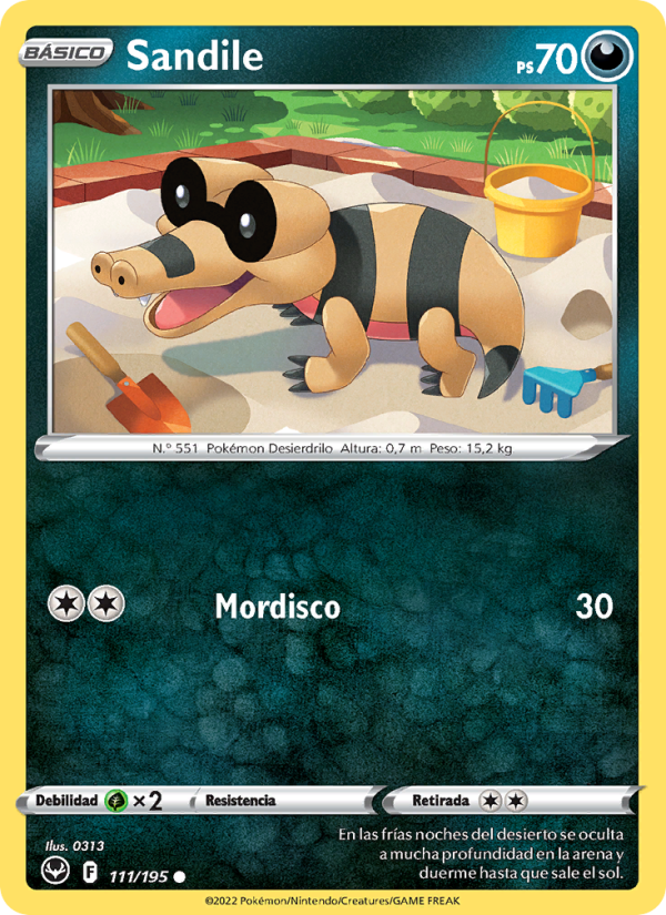 Sandile 111 — Silver Tempest (Spanish Pokémon TCG card)