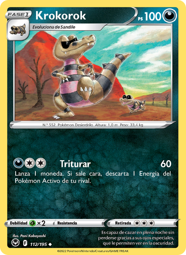 Krokorok 112 — Silver Tempest (Spanish Pokémon TCG card)