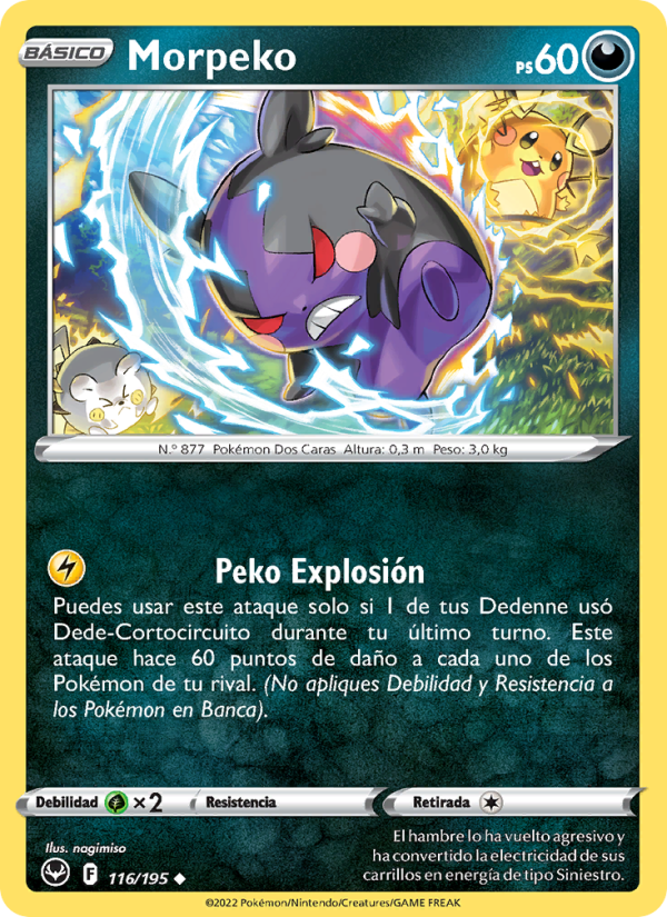 Morpeko 116 — Silver Tempest (Spanish Pokémon TCG card)