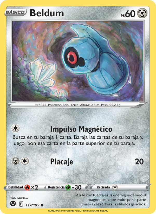 Beldum 117 — Silver Tempest (Spanish Pokémon TCG card)