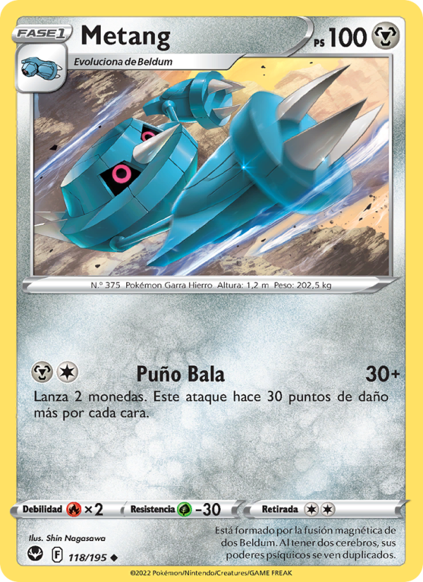 Metang 118 — Silver Tempest (Spanish Pokémon TCG card)