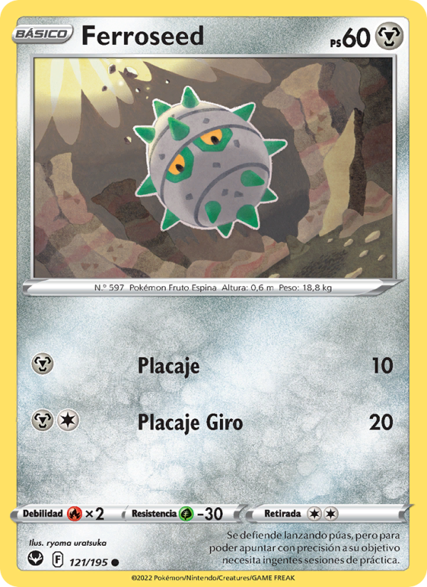 Ferroseed 121 — Silver Tempest (Spanish Pokémon TCG card)
