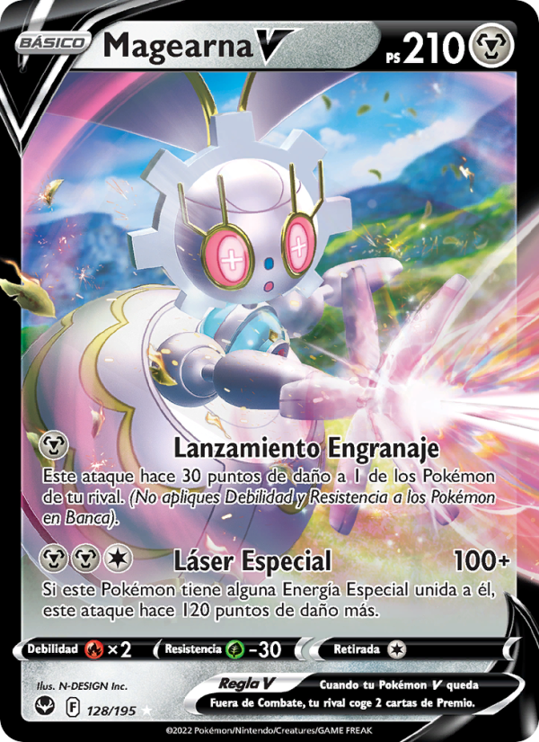 Magearna V 128 — Silver Tempest (Spanish Pokémon TCG card)
