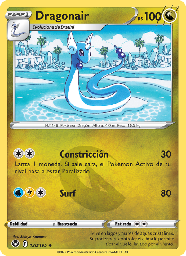 Dragonair 130 — Silver Tempest (Spanish Pokémon TCG card)