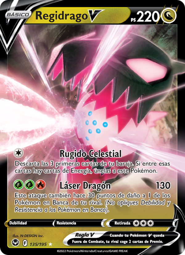 Regidrago V 135 — Silver Tempest (Spanish Pokémon TCG card)