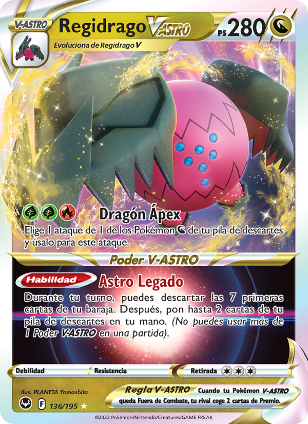Regidrago V-ASTRO 136 — Silver Tempest (Spanish Pokémon TCG card)