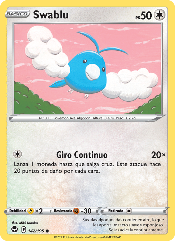Swablu 142 — Silver Tempest (Spanish Pokémon TCG card)