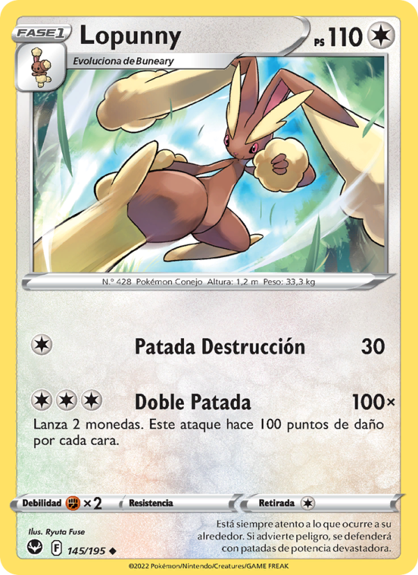 Lopunny 145 — Silver Tempest (Spanish Pokémon TCG card)