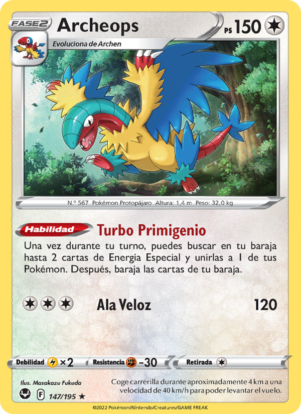 Archeops 147 — Silver Tempest (Spanish Pokémon TCG card)
