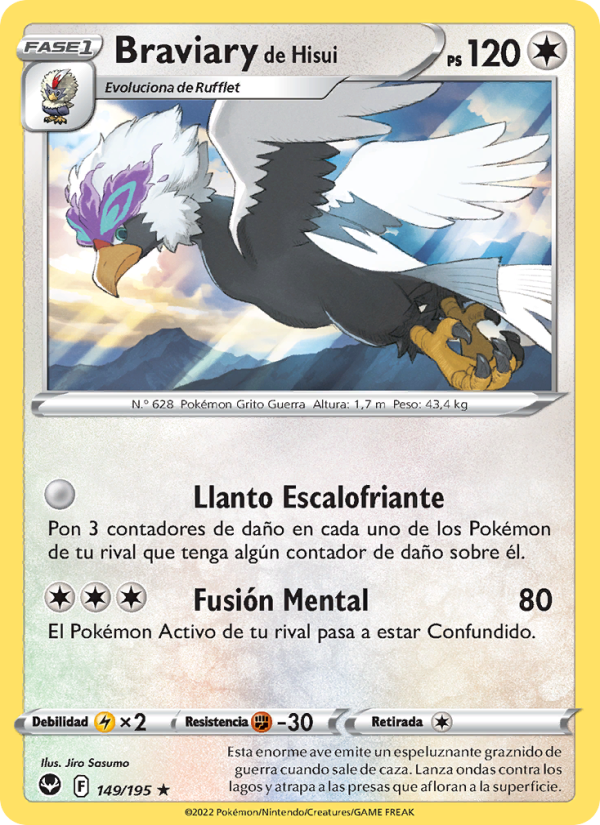 Braviary de Hisui 149 — Silver Tempest (Spanish Pokémon TCG card)