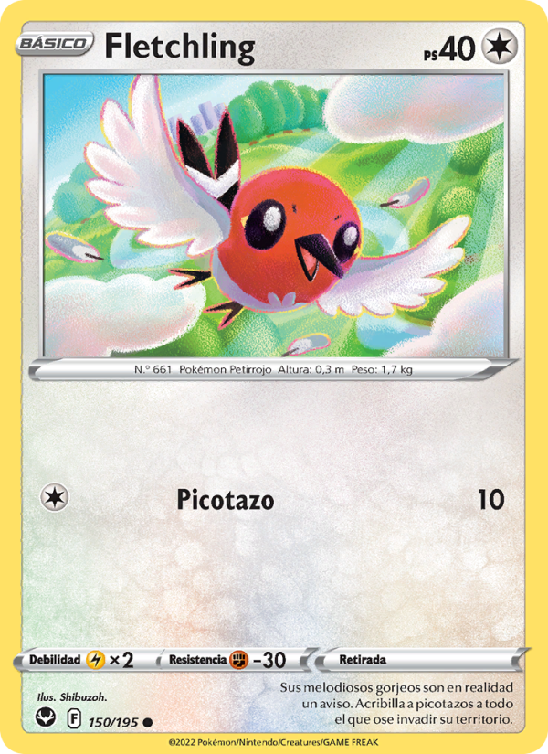 Fletchling 150 — Silver Tempest (Spanish Pokémon TCG card)